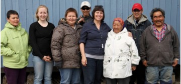 April Dutheil with the Inuit students and elders in Arviat, Nunavut